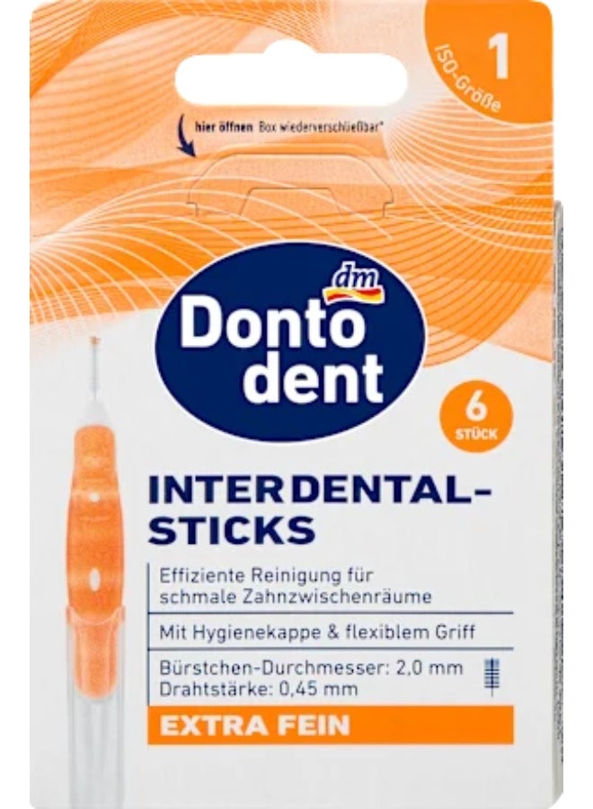 Dontodent Interdental Brushes Orange – Deep & Gentle Cleaning Between Teeth – Manual, Adult, 6 Pieces, Multi-Color - Image 1